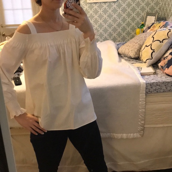 Loft white cut out shoulder blouse - Picture 1 of 5